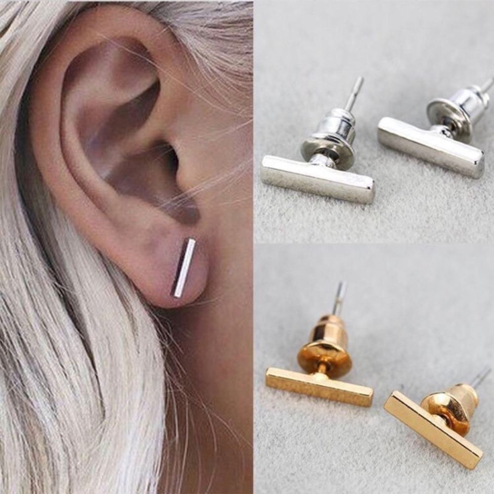 Simple minimalist Trendy Punk T-Bar Earrings